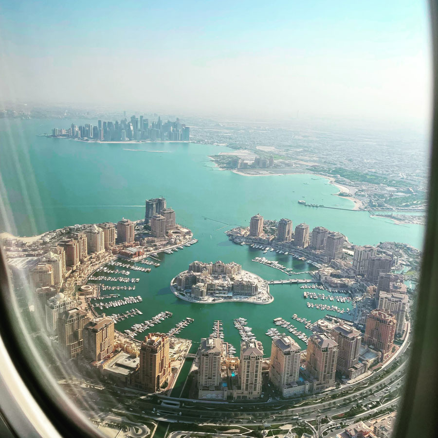 Flying into Qatar