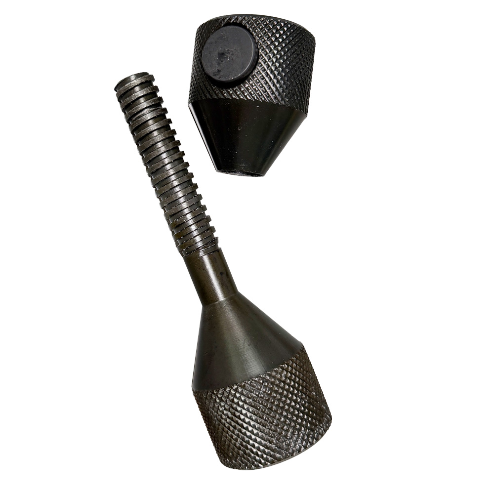 Sawyer Quick Action Flange Alignment Pins shown separated to display the threaded shaft and push-button release.